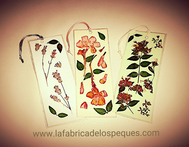 Marcapáginas con flores secas