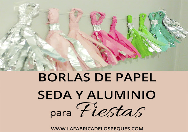 Borlas de papel seda y aluminio para fiestas