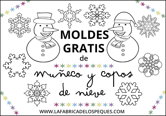 Moldes gratis de muñeco y copos de nieve