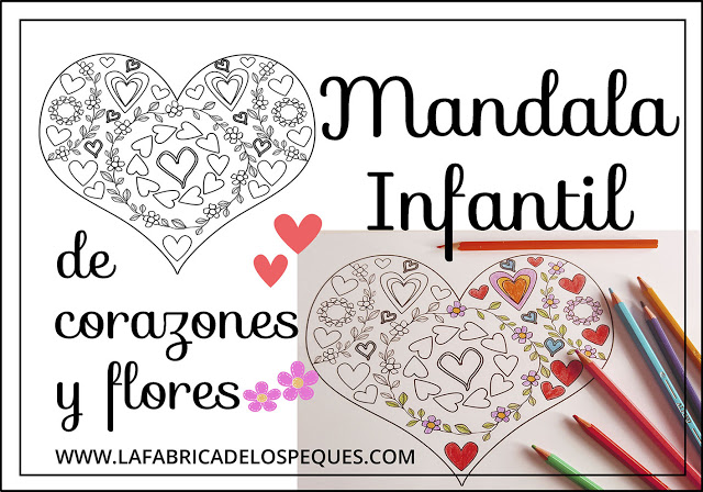 Mandala infantil de corazones y flores