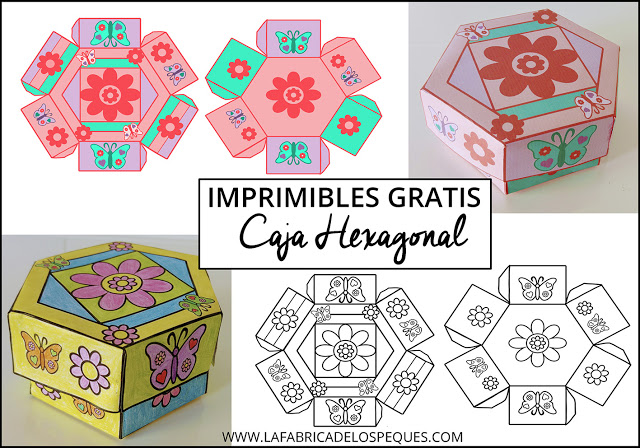 Imprimibles gratis: caja hexagonal.