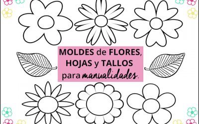 Moldes de flores, hojas y tallos para manualidades.
