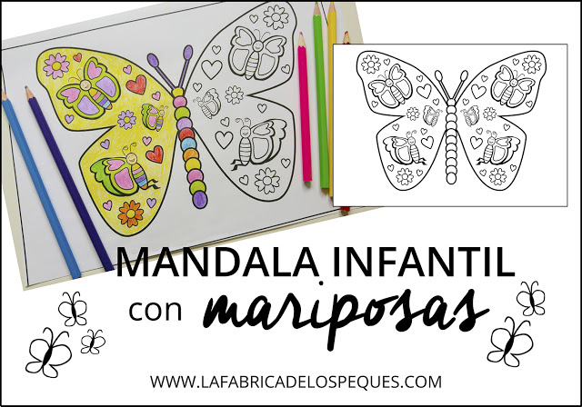 Mandala infantil con mariposas.