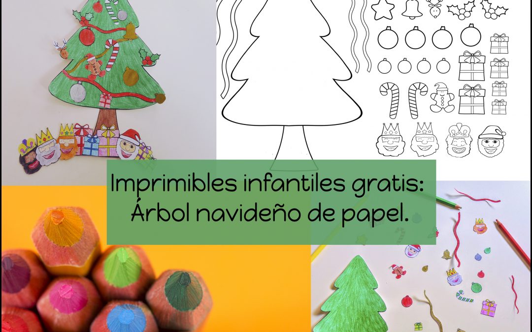 Imprimibles infantiles gratis: árbol navideño de papel.