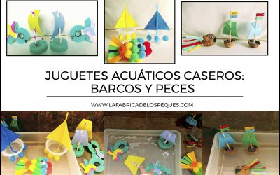 Juguetes acuáticos caseros: barcos y peces.