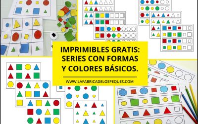 Imprimibles gratis: series con formas y colores básicos para infantil.