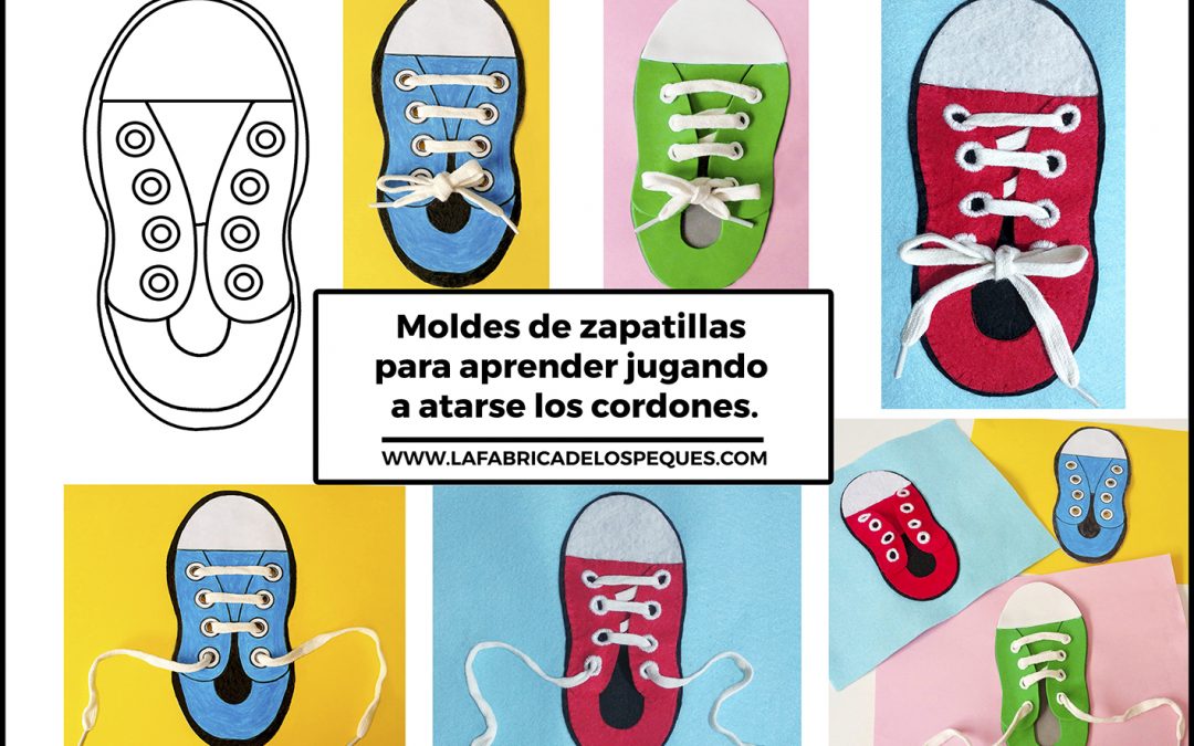 Moldes de zapatillas para aprender jugando a atarse los cordones.