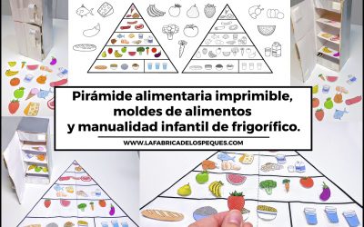 Pirámide alimentaria imprimible, moldes de alimentos y manualidad infantil de frigorífico.
