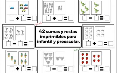 42 sumas y restas imprimibles para infantil y preescolar