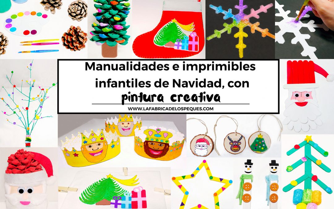 Manualidades e imprimibles infantiles de Navidad con pintura creativa