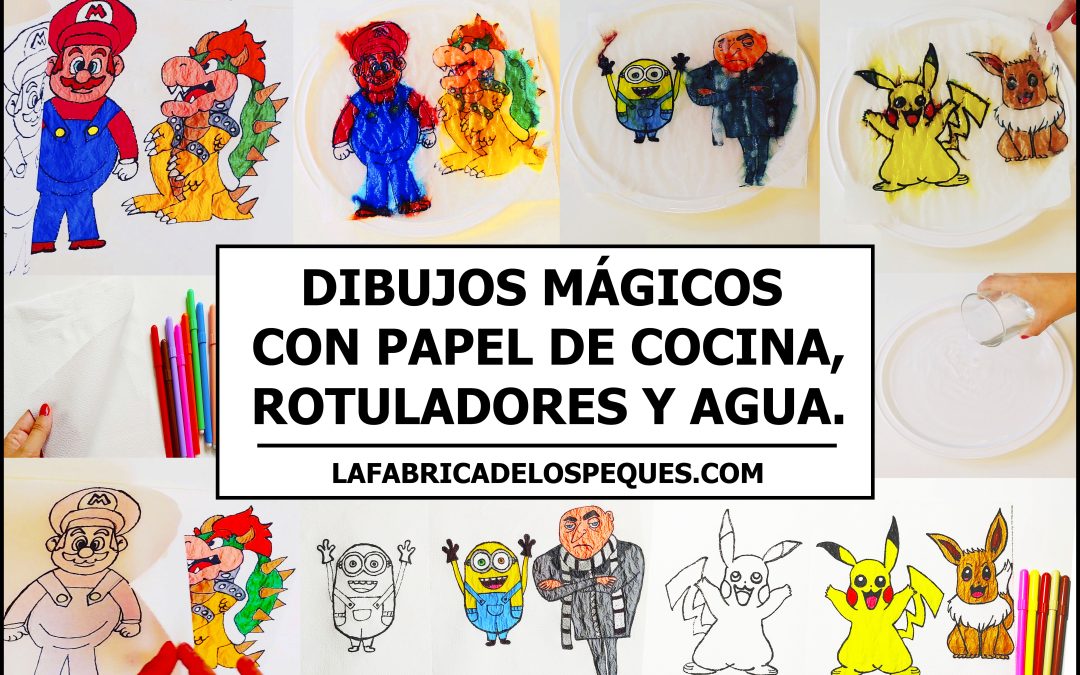 Dibujos mágicos con papel de cocina, rotuladores y agua